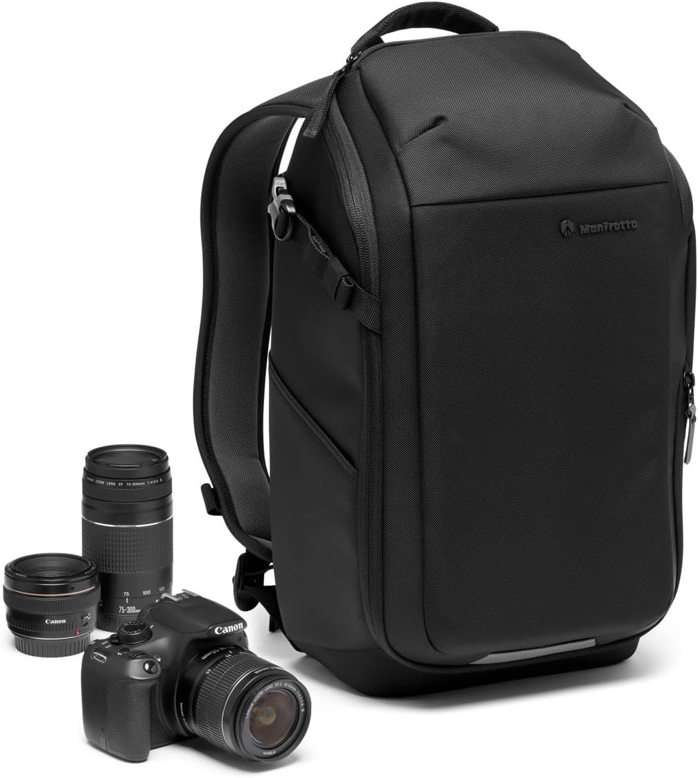 Manfrotto Advanced Compact III Camera Backpack for Camera and Laptop, Camera Backpack for Mirrorless with Lenses, with Interchangeable Padded Dividers and Tripod Attachment