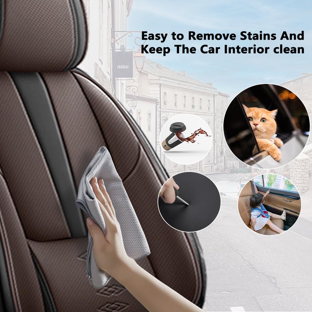 Front Seat Covers for Mini Countryman 2013-2024 2025,Leather Car Seat Cover,Soft Seat Cushion Covers with Airbag,Waterproof Automobile Seat Protectors for Countryman(Black Coffee,Standard)