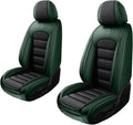 2 Seat Covers for Cadillac Escalade EXT 2007-2013 Leather Car Seat Covers Waterproof Soft Car Seat Protectors Comfort Premium Automotive Seat Covers with Airbag（Standard,Black+Green）