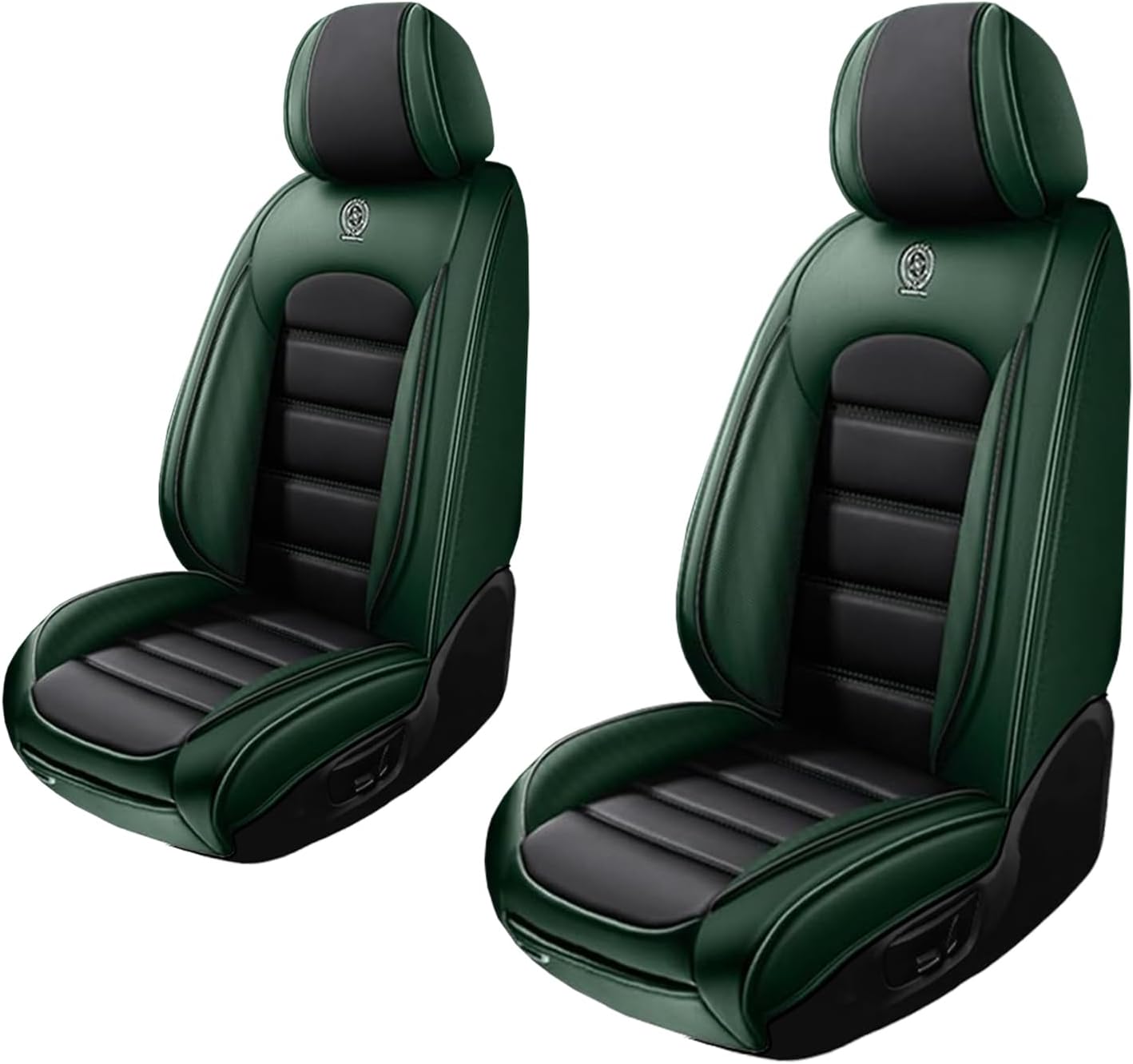 2 Seat Covers for Cadillac Escalade EXT 2007-2013 Leather Car Seat Covers Waterproof Soft Car Seat Protectors Comfort Premium Automotive Seat Covers with Airbag（Standard,Black+Green）