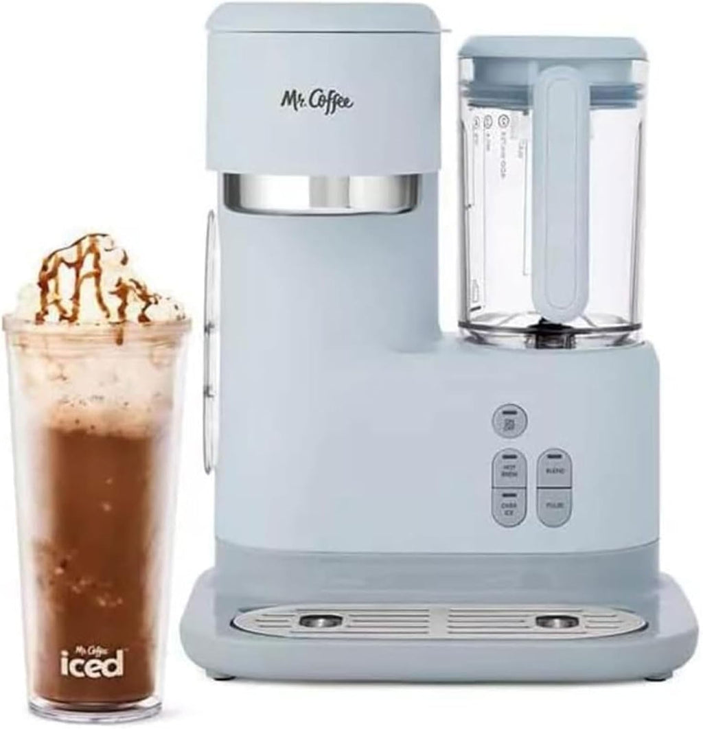 Mr. Coffee 3 in 1 Single Serve Coffee Maker, Hot or Iced Espresso and Frappe Machine, Blender, and Reusable Filter for Frozen Drinks or Lattes, Gray