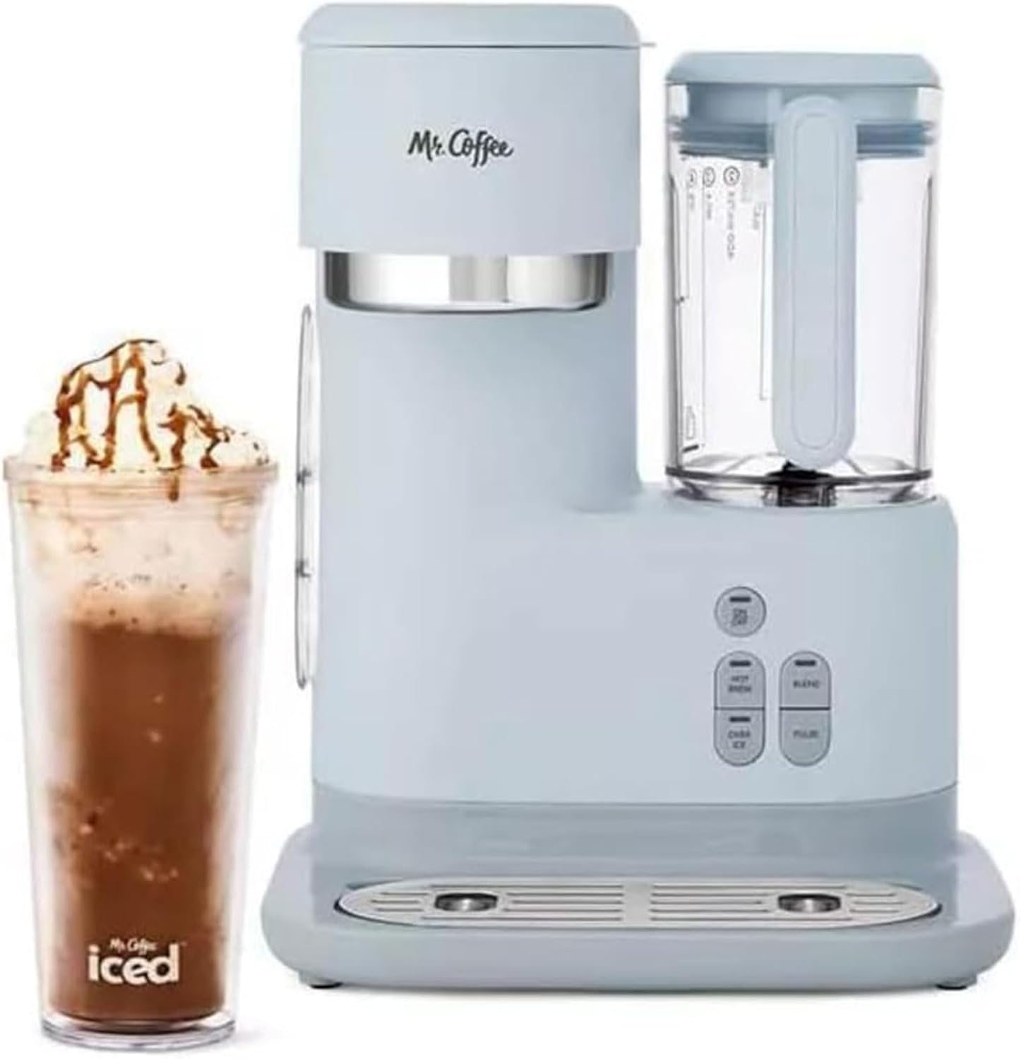 Mr. Coffee 3 in 1 Single Serve Coffee Maker, Hot or Iced Espresso and Frappe Machine, Blender, and Reusable Filter for Frozen Drinks or Lattes, Gray