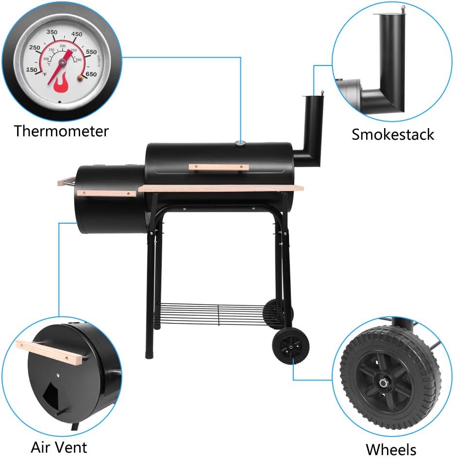 Ochine Portable Charcoal Grill, Barbecue Charcoal Grill, Stainless Steel Folding BBQ Grill and Smoker, Barbecue Grill for Outdoor Cooking Camping Hiking Picnics Garden Beach Party BBQ Tools