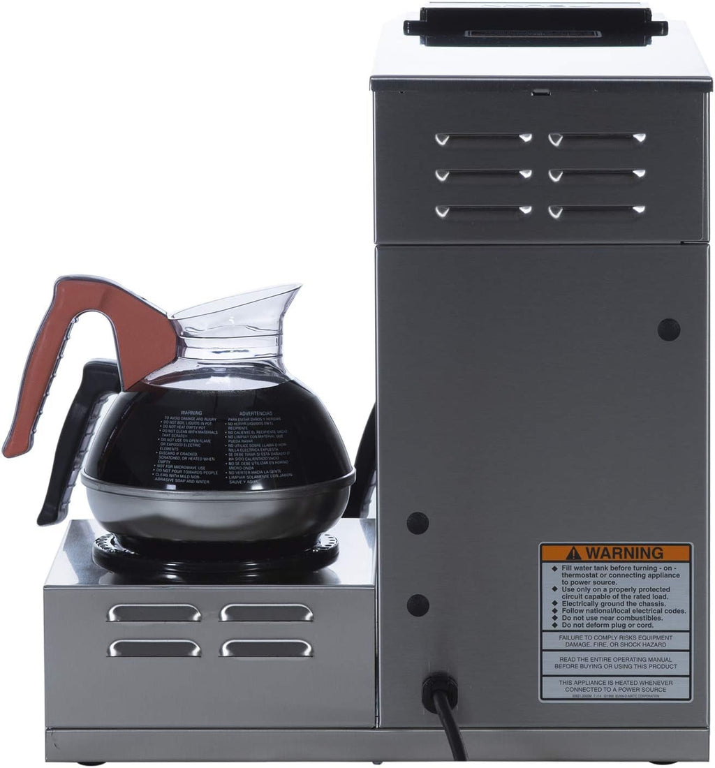 BUNN VP17-3, 12-Cup Low Profile Pourover Commercial Coffee Maker, 3 Lower Warmers, 13300.0003,Silver