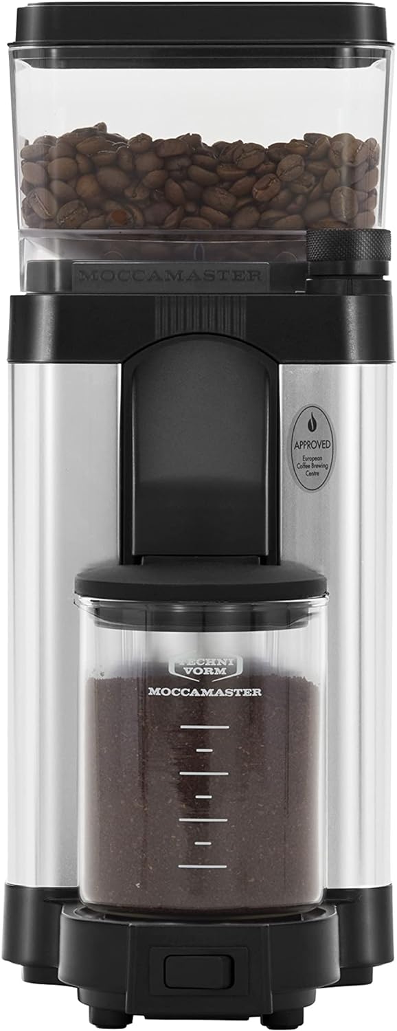 Technivorm Moccamaster 49520 KM5 Burr Coffee Grinder, Polished Silver & 53941 KBGV Select 10-Cup Coffee Maker, Polished Silver, 40 ounce, 1.25l