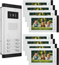 Wired Video Intercom System,7 Inch Ring Video Doorbell with IR Night Vision,HD Camera Kits,IR Outdoor Camera,Dual-Way Intercom for Villa Home Office Apartment (1 Bell +8 Monitor)