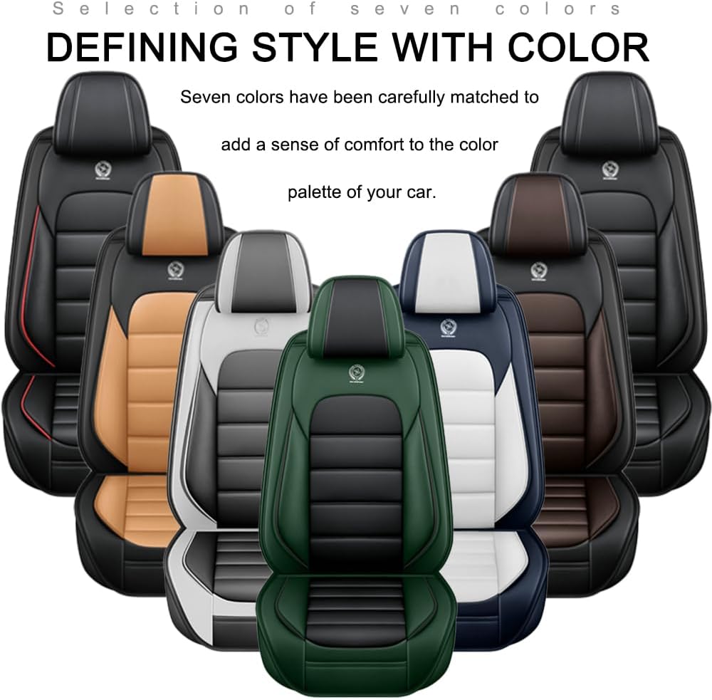 5 Seat Covers for Kia Sportage Hybrid 2023-2025 2026 Leather Car Seat Covers Waterproof Anti-Slip Car Seat Protectors Comfort Automotive Seat Covers with Airbag（Standard,Black+Green）