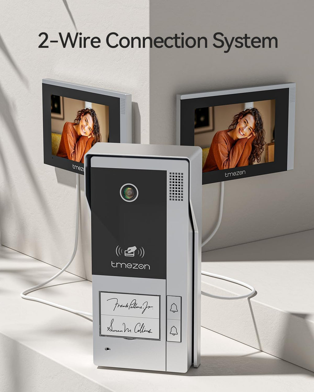 TMEZON Wireless WiFi Video Doorbell Intercom System 2 Unit and Monitor Door Phone IP 4 Wire 7 Inch Entry 1080P Camera Night Vision,TUYA App Remote Unlock Door Release