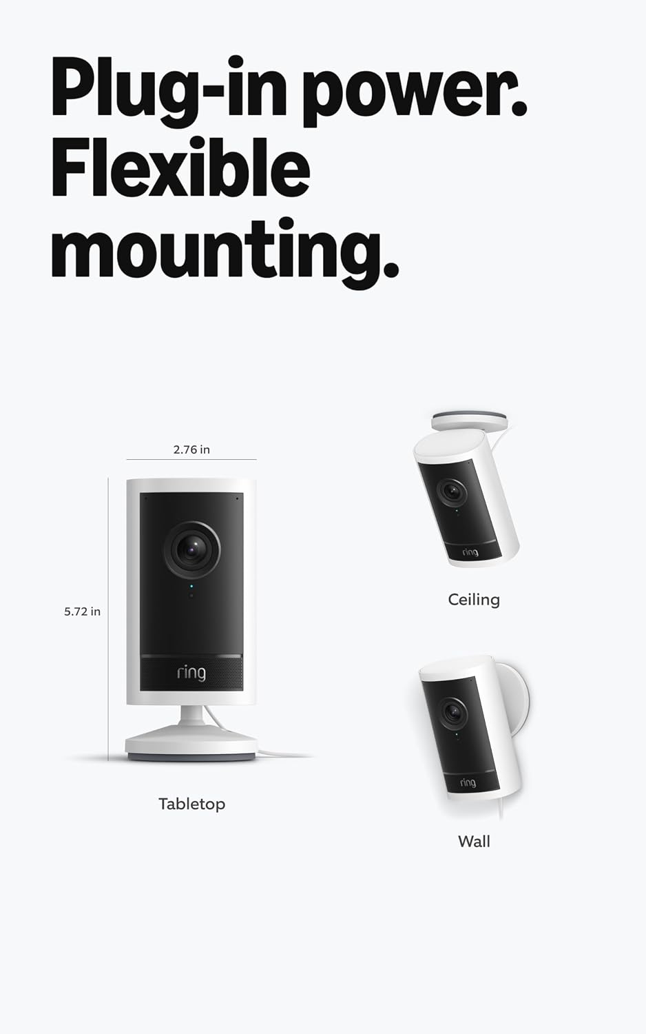 Ring Outdoor Cam Pro, Plug-In (newest model), Home or business security, Retinal 4K with wide-angle video, 10x Enhanced Zoom, and Low-Light Sight, 2-pack, White