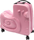 Kids Ride-On Luggage 20' with Spinner Wheels, Children's Travel Suitcase with Seat & Password Lock, Pink Cartoon Carry-On Trolley for Ages 1-6