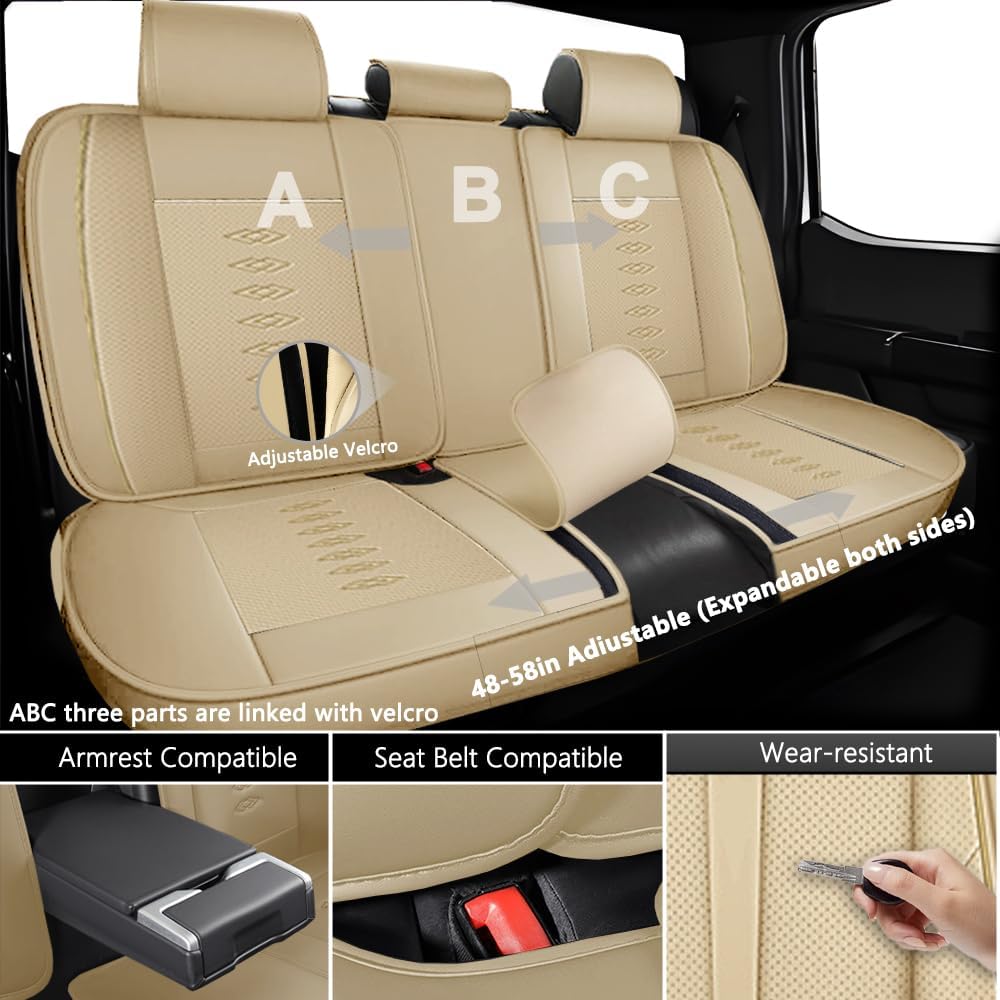 Full Set Seat Covers for Chevrolet Blazer EV 2024 2025,Leather Car Seat Cover,Soft Seat Cushion Covers with Airbag,Waterproof Automobile Seat Protectors for Blazer EV(Beige,Deluxe)