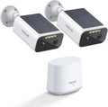 ANSQUE Solar Security Cameras Wireless Outdoor, 2-Cam-Kit, 2K Home Security Camera System, 365-Day Battery Life, No Subscription Fee, Easy to Install, Color Night Vision, Local Storage