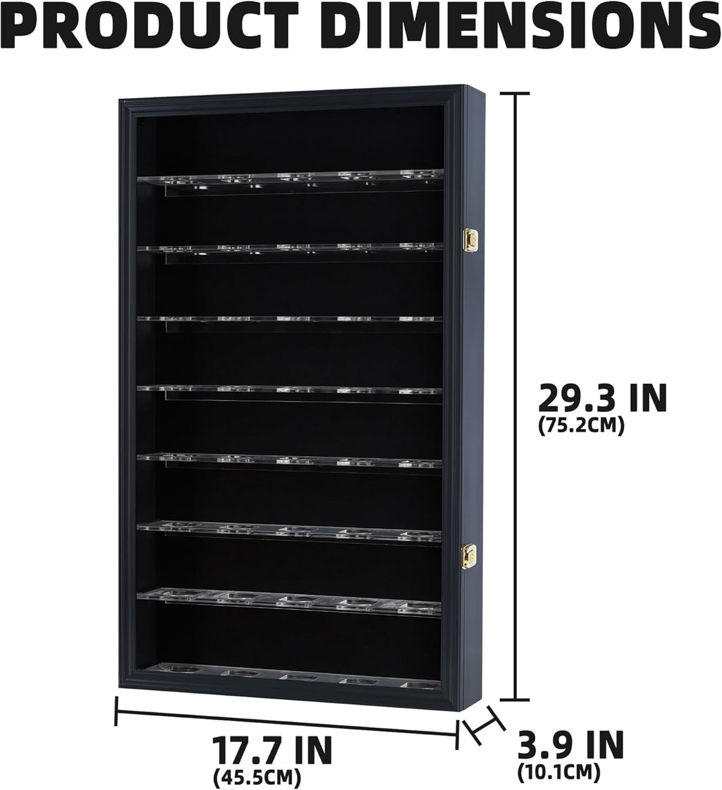 40 Hockey Puck Display Case Cabinet Holder Rack Baseball Display Case Baseball Cubes Showcase Cabinet with UV Protection Door Lockable, Black Finish Frame