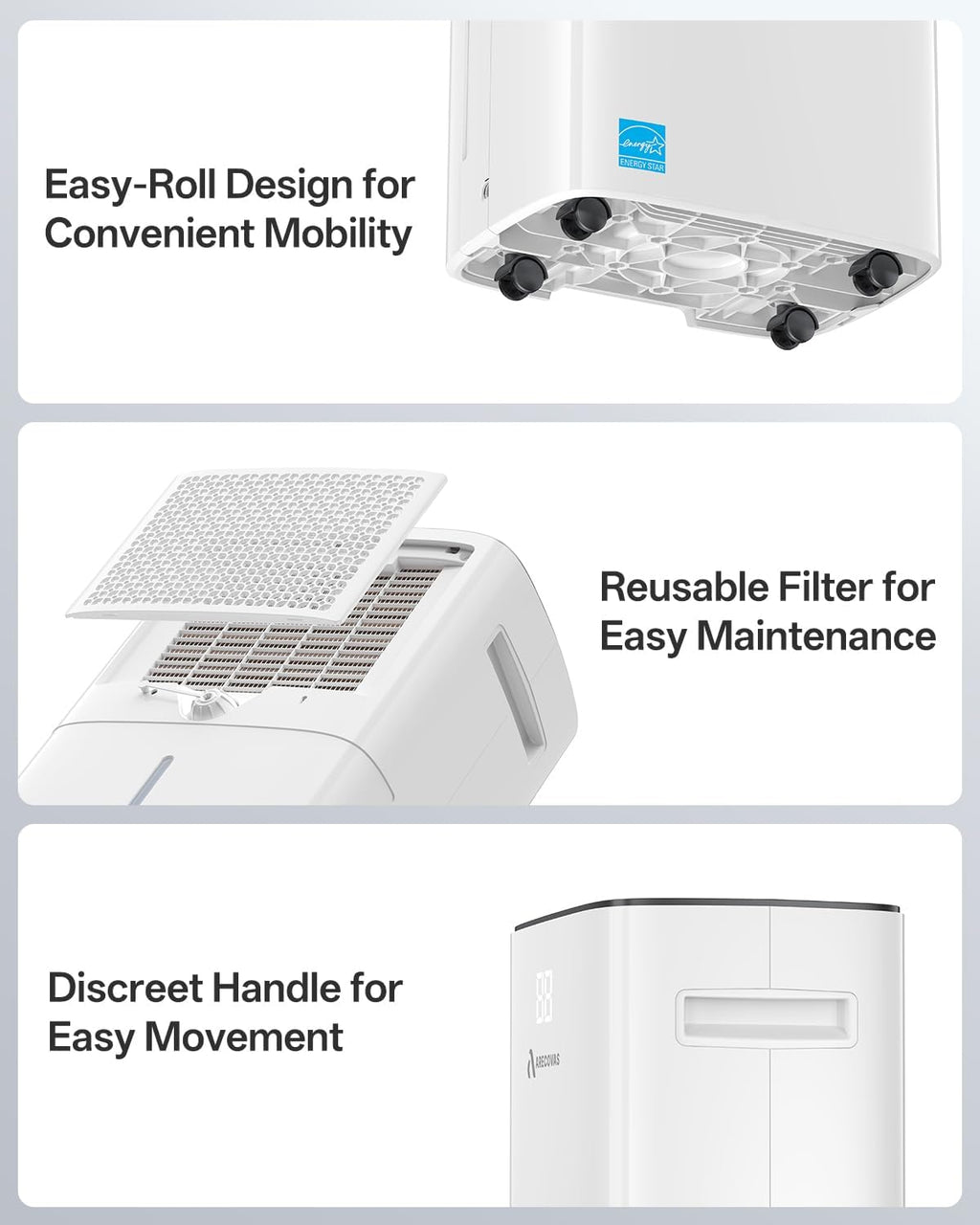 Dehumidifier for Basement, 52 Pints Dehumidifiers for Bedroom Bathroom Large Room Home, 4500 Sq.Ft Dehumidifier with Drain Hose, 2025 Energy Star Certificate, Humidity Control, 24H-Timer, Auto Defrost