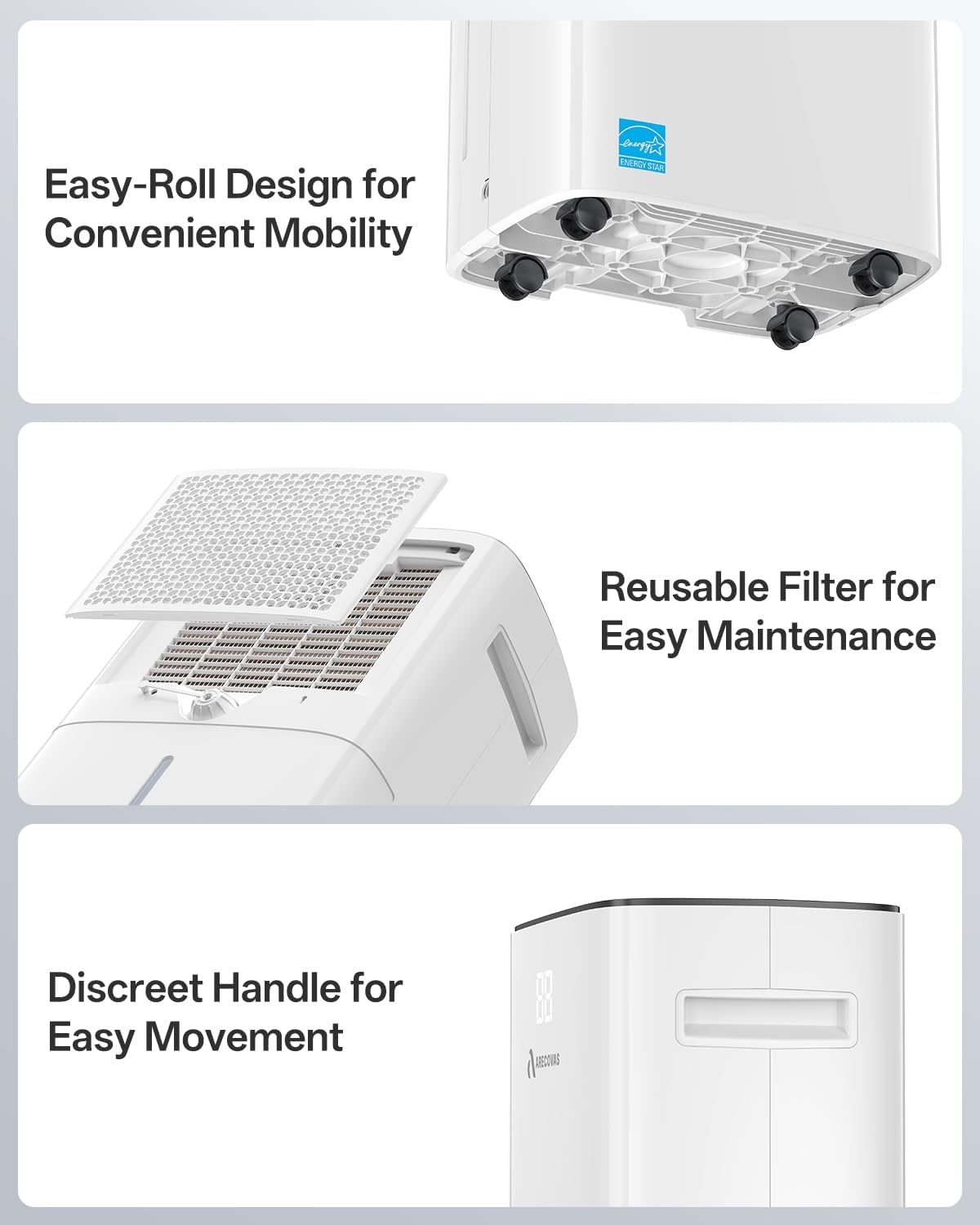 Dehumidifier for Basement, 52 Pints Dehumidifiers for Bedroom Bathroom Large Room Home, 4500 Sq.Ft Dehumidifier with Drain Hose, 2025 Energy Star Certificate, Humidity Control, 24H-Timer, Auto Defrost