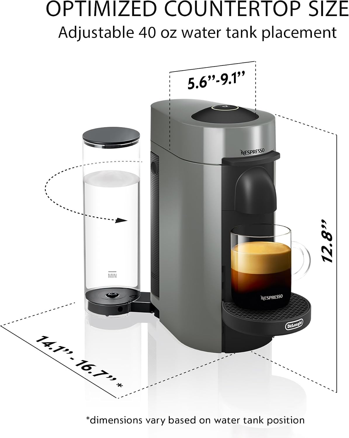 De'Longhi Nespresso Vertuo Plus Coffee and Espresso Maker by De'Longhi, Grey