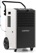 COSTWAY 154 Pints Commercial Dehumidifier with Pump, Portable Industrial Heavy Duty Large Dehumidifier with Drain Hoses for Basements, Job Sites (White)