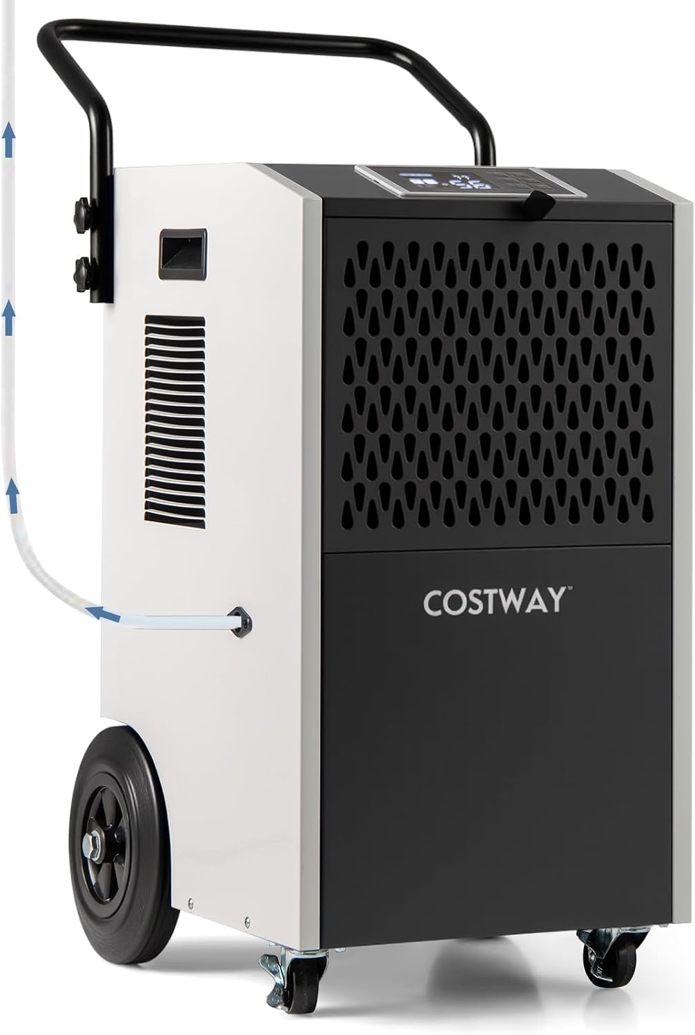 COSTWAY 154 Pints Commercial Dehumidifier with Pump, Portable Industrial Heavy Duty Large Dehumidifier with Drain Hoses for Basements, Job Sites (White)