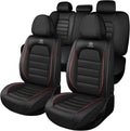 Car Seat Covers for Chevrolet Chevy Avalanche 2007-2013, Leather Auto Seat Cover Luxury Cushions Waterproof Seat Protectors (Black Red,Full Set)