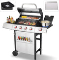 CIG GARDEN Dual Fuel Grill Combo, Propane & Charcoal BBQ with 52,000 BTU, 2 Side Shelves, Cast Iron Grid & Griddle Plate, Outdoor Grill for Patio, Backyard, Garden, Silver & Black