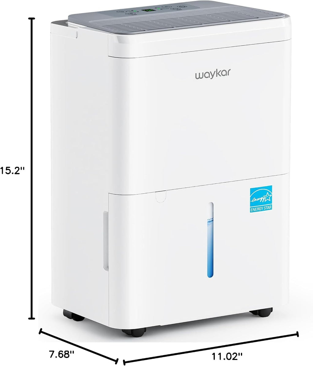 Waykar 2000 Sq. Ft. Energy Star 2025 Dehumidifier for Basement & Home, Adjusts from 15% RH With Drain Hose, Ultra Quiet 35 dB for Bedroom & Bathroom