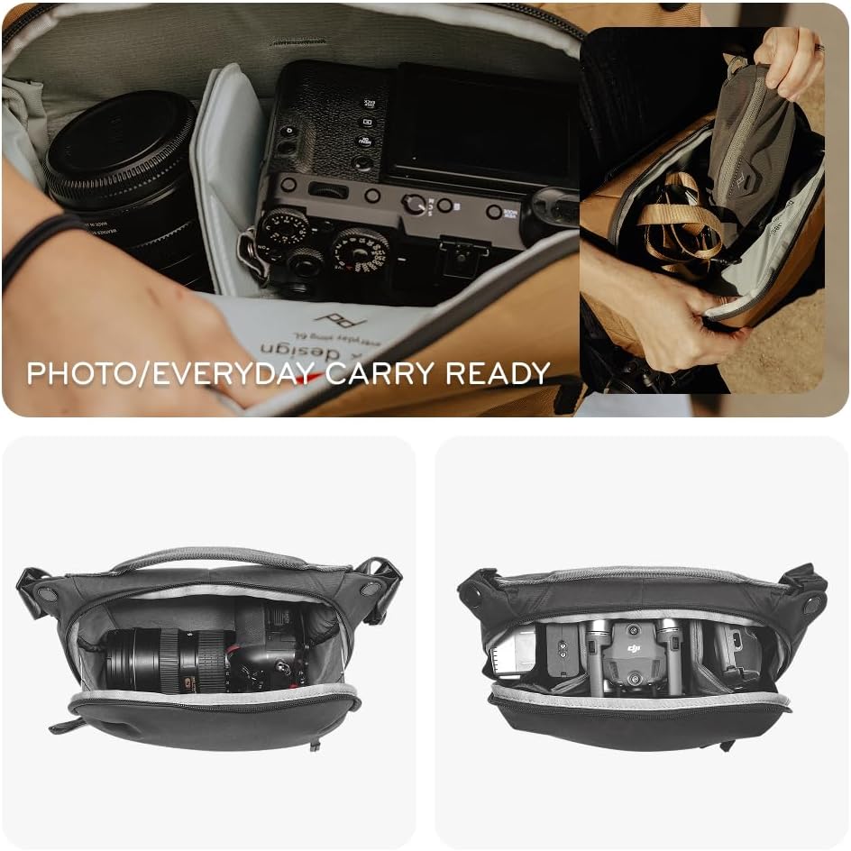 Peak Design Everyday Sling 6L, Kelp, Padded Adjustable Shoulder Strap for Crossbody or Waist Carry, FlexFold Dividers, Ideal for Carrying Cameras or Everyday Essentials, Sling Bag for Men and Women