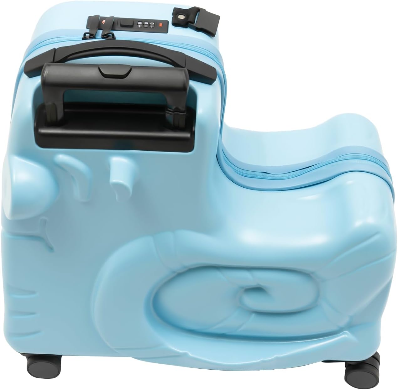Blue 20-Inch Kids Ride-On Luggage with Spinner Wheels, Sit-On Carry-On Trolley Suitcase, Toddler Travel Trunk with Password Lock, Lightweight Cabin Case for Boys Girls, Under-Seat Size, Ride Box