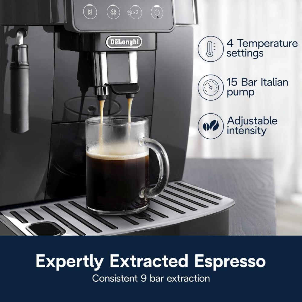 De'Longhi Magnifica Start Automatic Espresso Machine with Manual Milk Frother & Built in Grinder - 3 One-Touch Recipes, Easy-to-Clean, Home Barista Coffee Maker for Lattes, Cappuccino, Iced Coffee