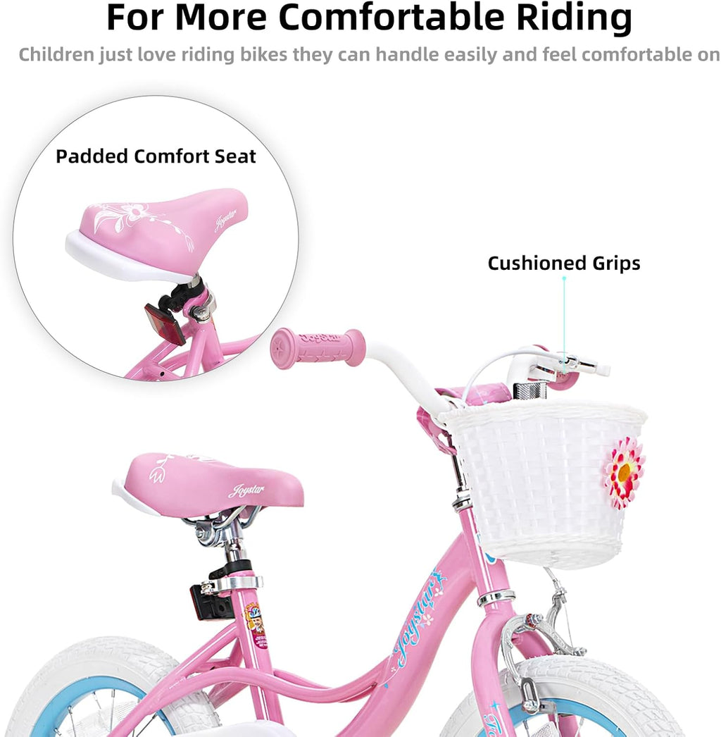 JOYSTAR Fairy Girls Bike for Toddlers and Kids Ages 2-8 Years Old, 12 14 16 18 Inch Kids Bike with Training Wheels, Handbrake and Basket, Toddler Girl Bike, Children Bicycle