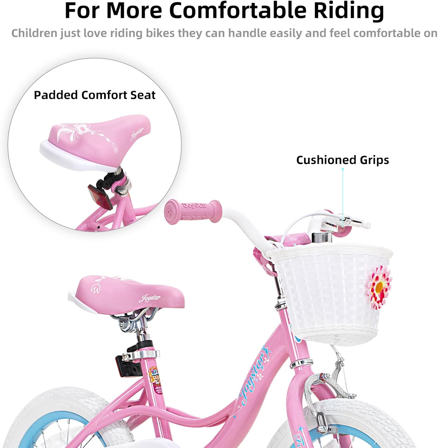 JOYSTAR Fairy Girls Bike for Toddlers and Kids Ages 2-8 Years Old, 12 14 16 18 Inch Kids Bike with Training Wheels, Handbrake and Basket, Toddler Girl Bike, Children Bicycle