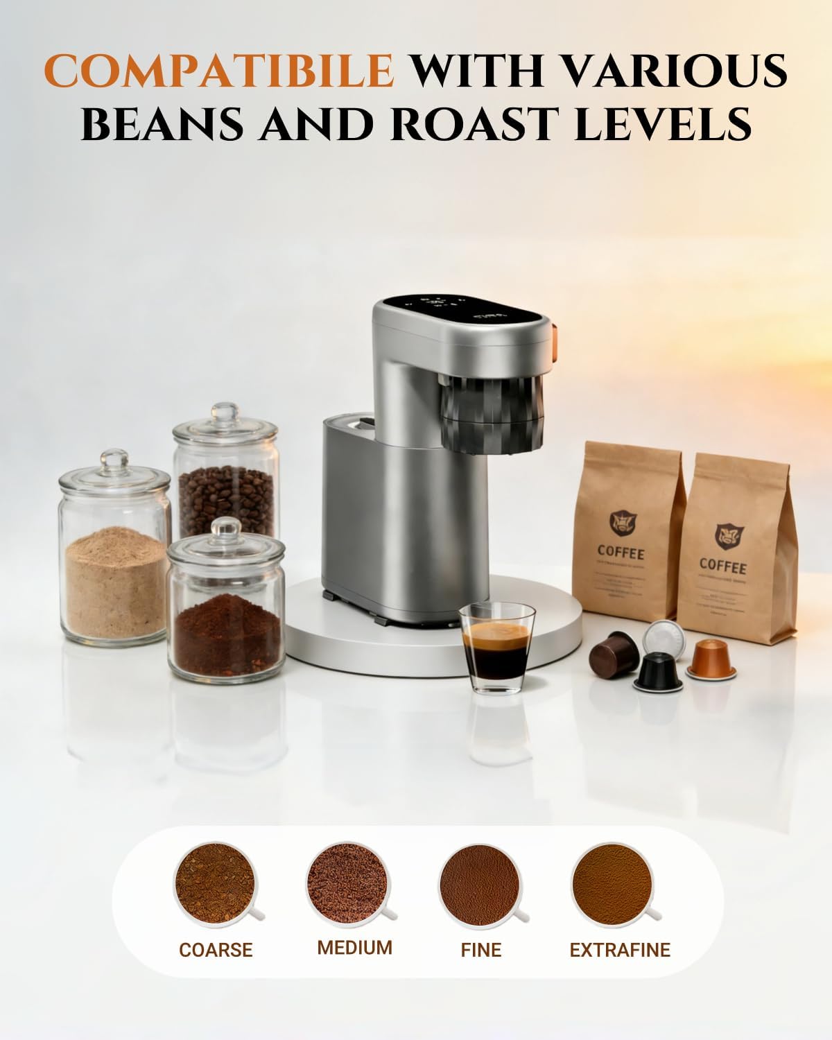 C1 Compact Mini Espresso Machine with Ground Coffee, Rechargeable Portable Espresso Maker, Electric Small Espresso Machine for Travel RV Car Camping Hiking Office Home Use Coffee Maker with Rich Crema