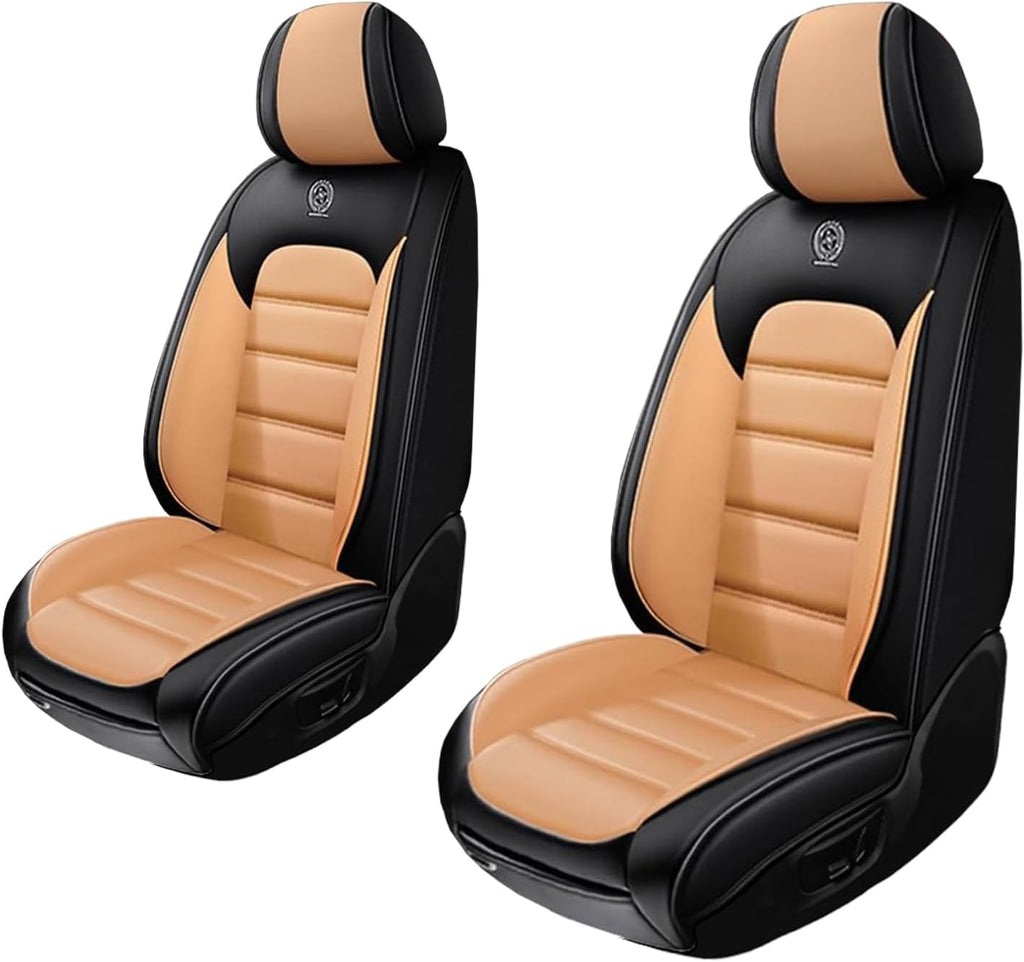 2 Seat Covers for Cadillac Escalade EXT 2007-2013 Leather Car Seat Covers Waterproof Soft Car Seat Protectors Comfort Premium Automotive Seat Covers with Airbag（Standard,Black+Orange）
