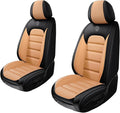 2 Seat Covers for Cadillac Escalade EXT 2007-2013 Leather Car Seat Covers Waterproof Soft Car Seat Protectors Comfort Premium Automotive Seat Covers with Airbag（Standard,Black+Orange）