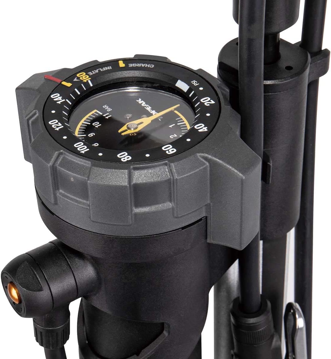 Topeak JoeBlow Booster Tubeless Tire Floor Pump – Dual Function Air Compressor & Standard Pump, 160 PSI Capacity, SmartHead DX3, Black