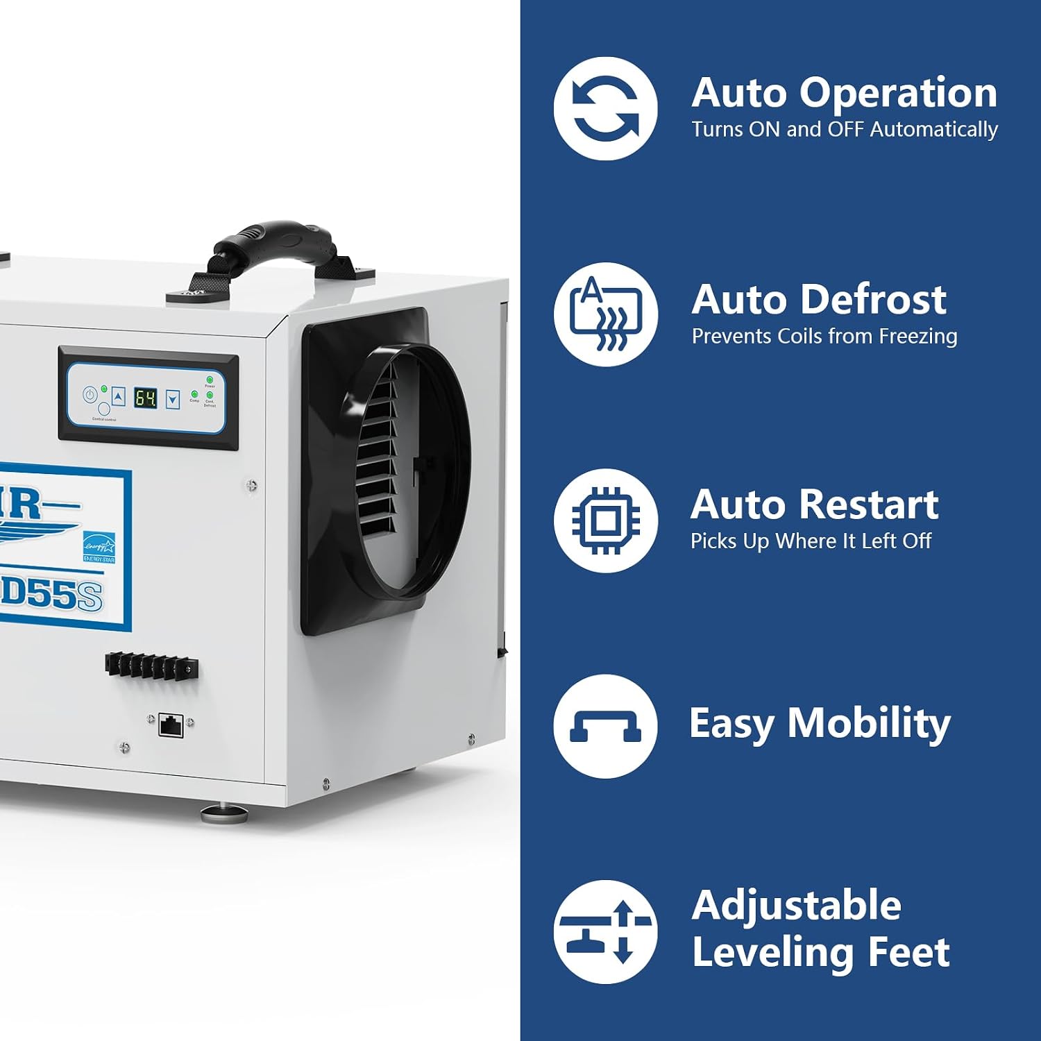 ALORAIR Crawl Space Dehumidifiers 120 PPD Moisture Removal, Crawlspace Dehumidifiers Commercial Dehumidifier for Basement, Auto Defrost, cETL Listed