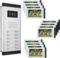 Wired Video Intercom System,7 Inch Ring Video Doorbell with IR Night Vision,HD Camera Kits,IR Outdoor Camera,Dual-Way Intercom for Villa Home Office Apartment (1 Bell +12 Monitor)