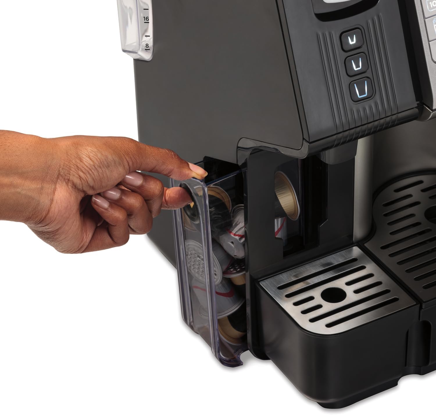 Hamilton Beach FlexBrew Trio 2-Way Coffee Maker, Compatible with K-Cup Pods or Grounds, Combo, Single Serve & Espresso Machine with 19 Bar Pump, 56 oz. Removable Reservoir, Black