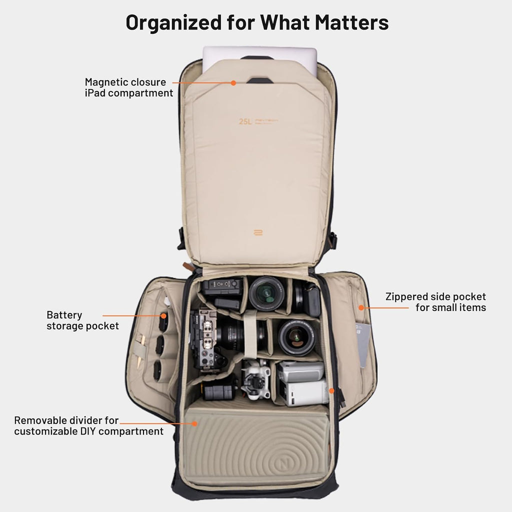 PGYTECH OneGo 2 Camera Backpack 25L with Laptop/iPad Compartment Waterproof Camera Backpack for Urban & Travel Photography – Compatible with Sony/Canon/Nikon/DSLR/SLR Mirrorless Cameras, Pine Green