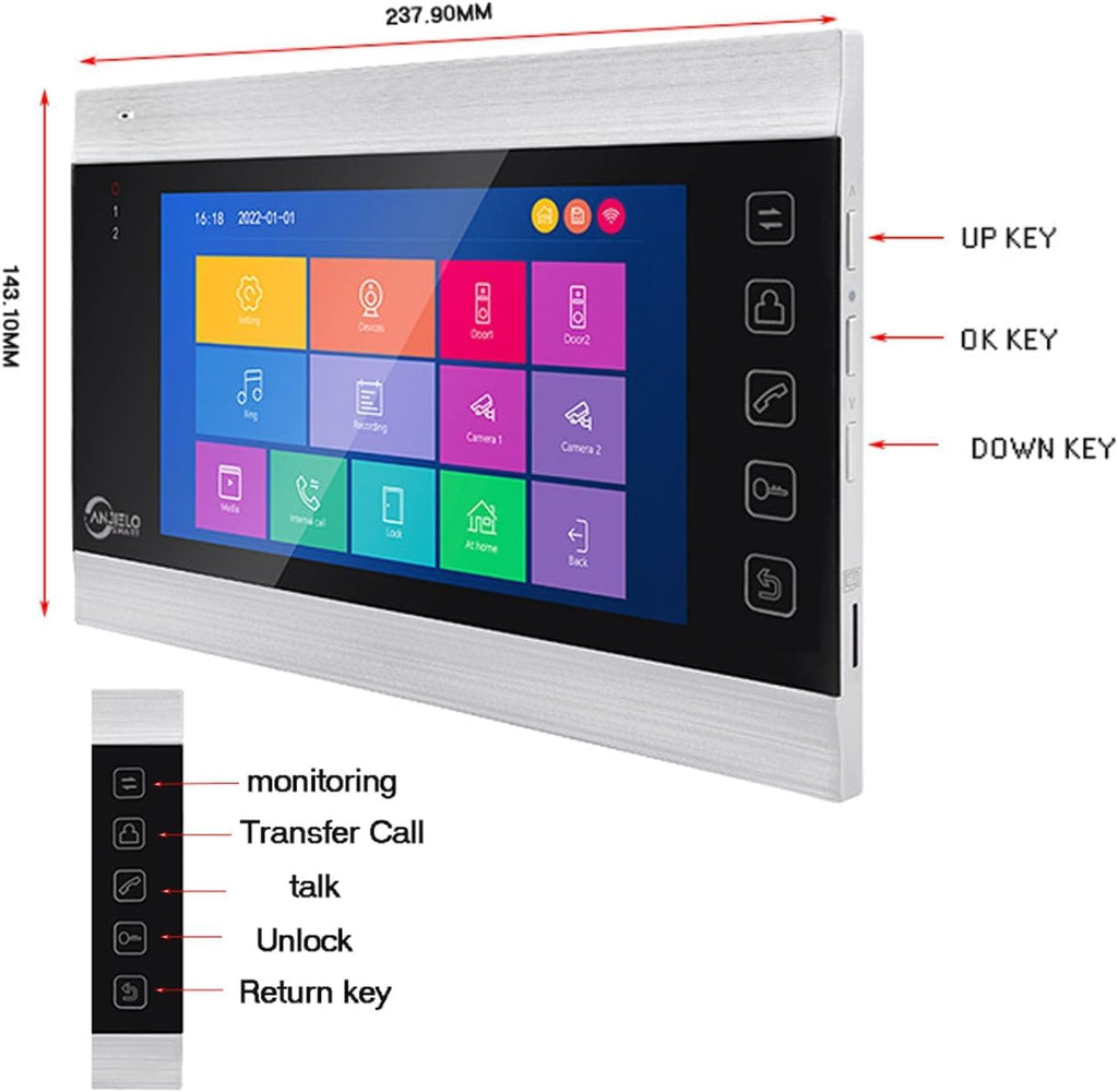 Video Apartment Doorbell Intercom,1080P HD Touch Screen Monitor,Outdoor Camera Doorbell Camera,Ring Doorbell Wired,TUYA,Night Vision,Two-Way Audio,Video Intercom (1 Bell+2 white Monitor + 1C)