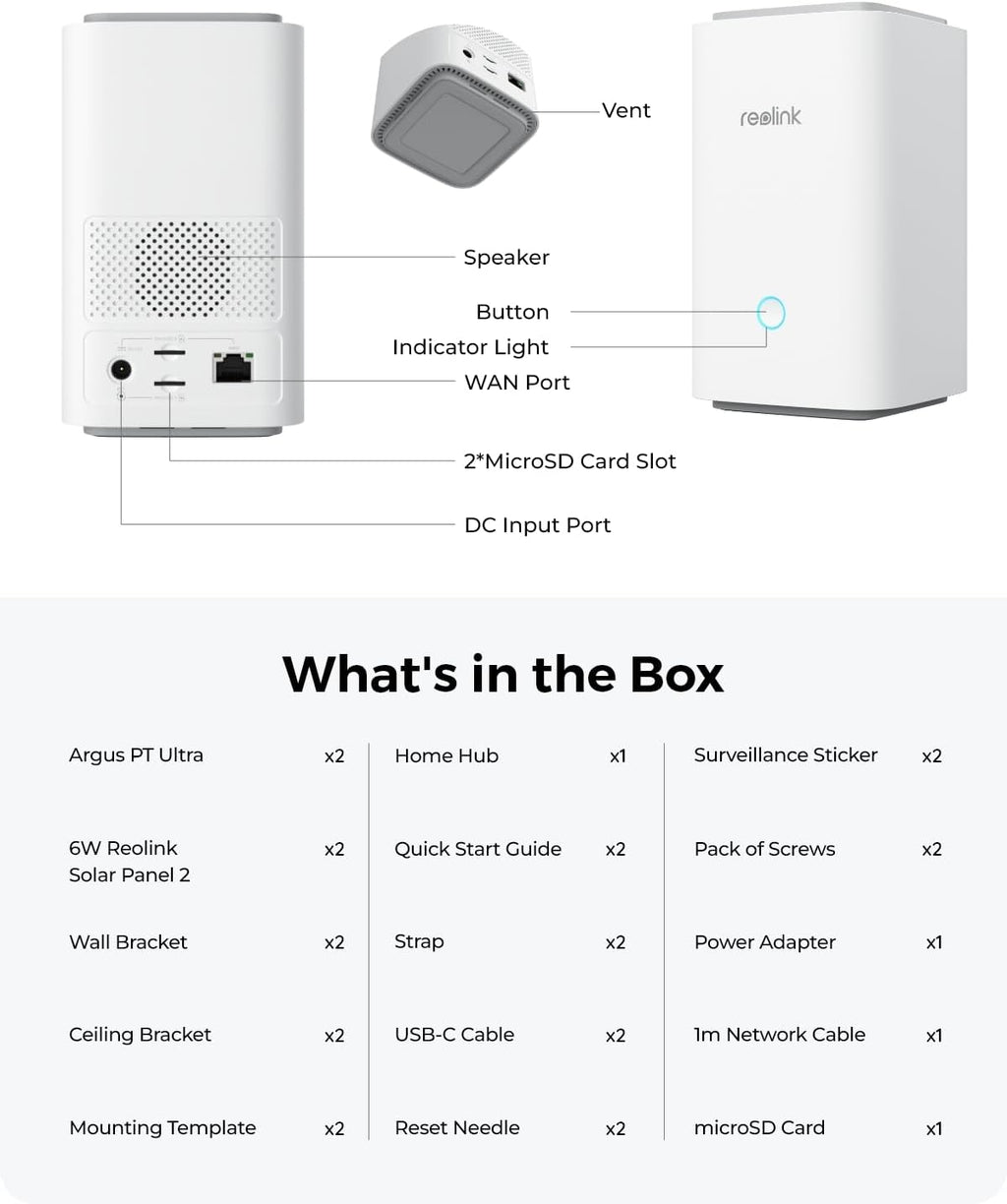 REOLINK 4K Security Cameras Wireless Outdoor System, Encrypted 1 Year Local Storage, Color Night Vision, 2.4/5GHz Wi-Fi, AI Detection, No Monthly Fee, Home Hub with 4X Eco Ultra+Solar Panel