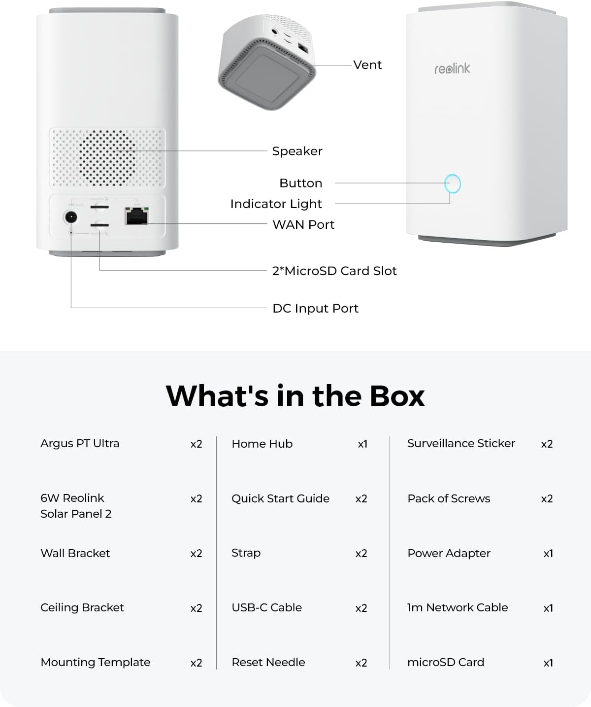 REOLINK 4K Security Cameras Wireless Outdoor System, Encrypted 1 Year Local Storage, Color Night Vision, 2.4/5GHz Wi-Fi, AI Detection, No Monthly Fee, Home Hub with 4X Eco Ultra+Solar Panel