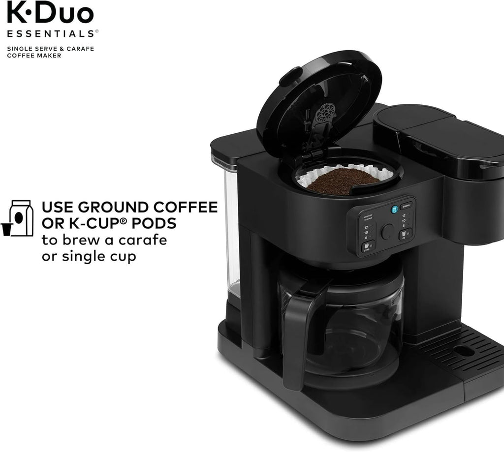 K-Duo Essentials Coffee Maker for Hot and Iced Drinks, Single Serve KCup Pod Brewer and 12 Cup Carafe Drip Coffee Pot, 72 oz Water Reservoir,Pause & Pour Feature, Perfect for Home & Office Use