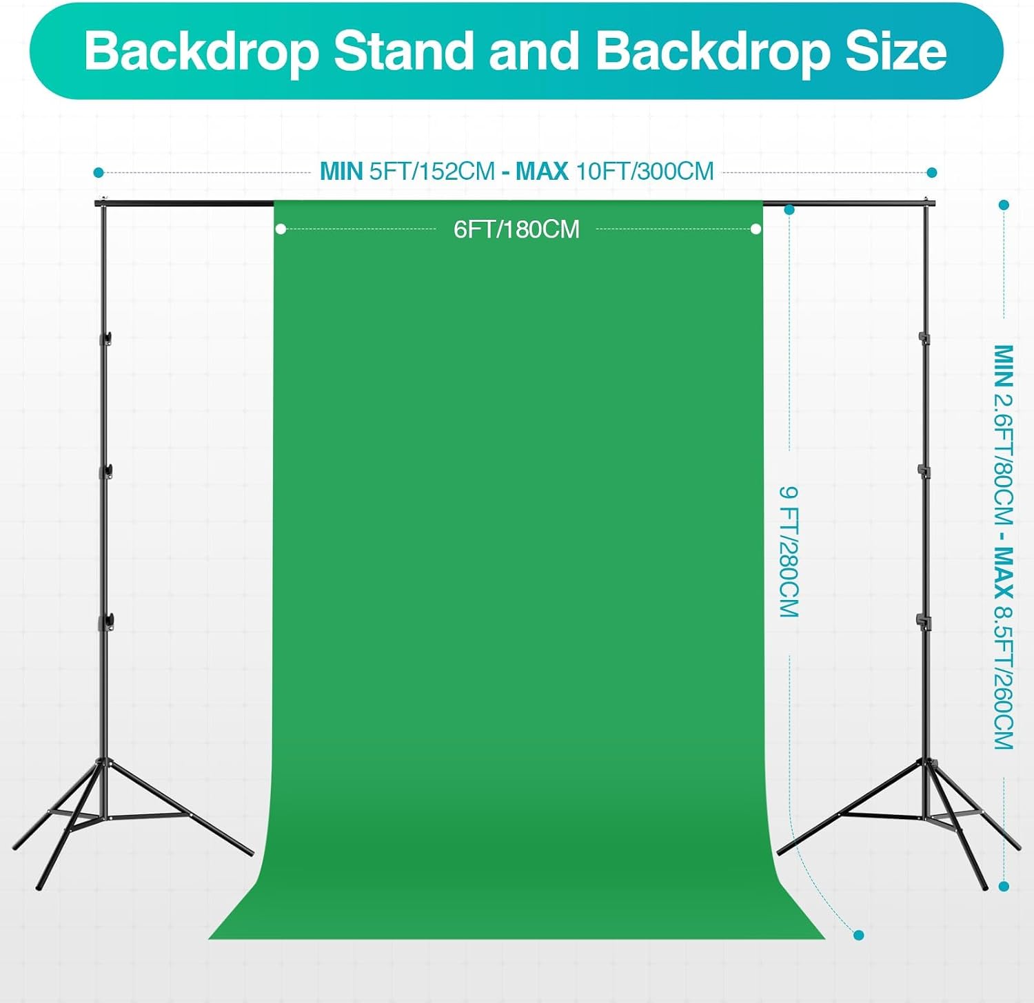 EMART 8.5 x 10 ft Backdrop Support System, Professional Photography Lighting Kit with 5500K 50W LED, 6 * 9ft Backdrop *3, Reflector,Umbrellas&Softbox Lighting Kit for Studio, Portrait, Video Shooting