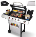 CIG GARDEN 4-Burner Gas & Charcoal Combo Grill with Side Burner - 3-in-1 Propane BBQ Grill, Griddle and Smoker | 52,000 BTU Stainless Steel Outdoor Grill for Backyard, Patio, Camping