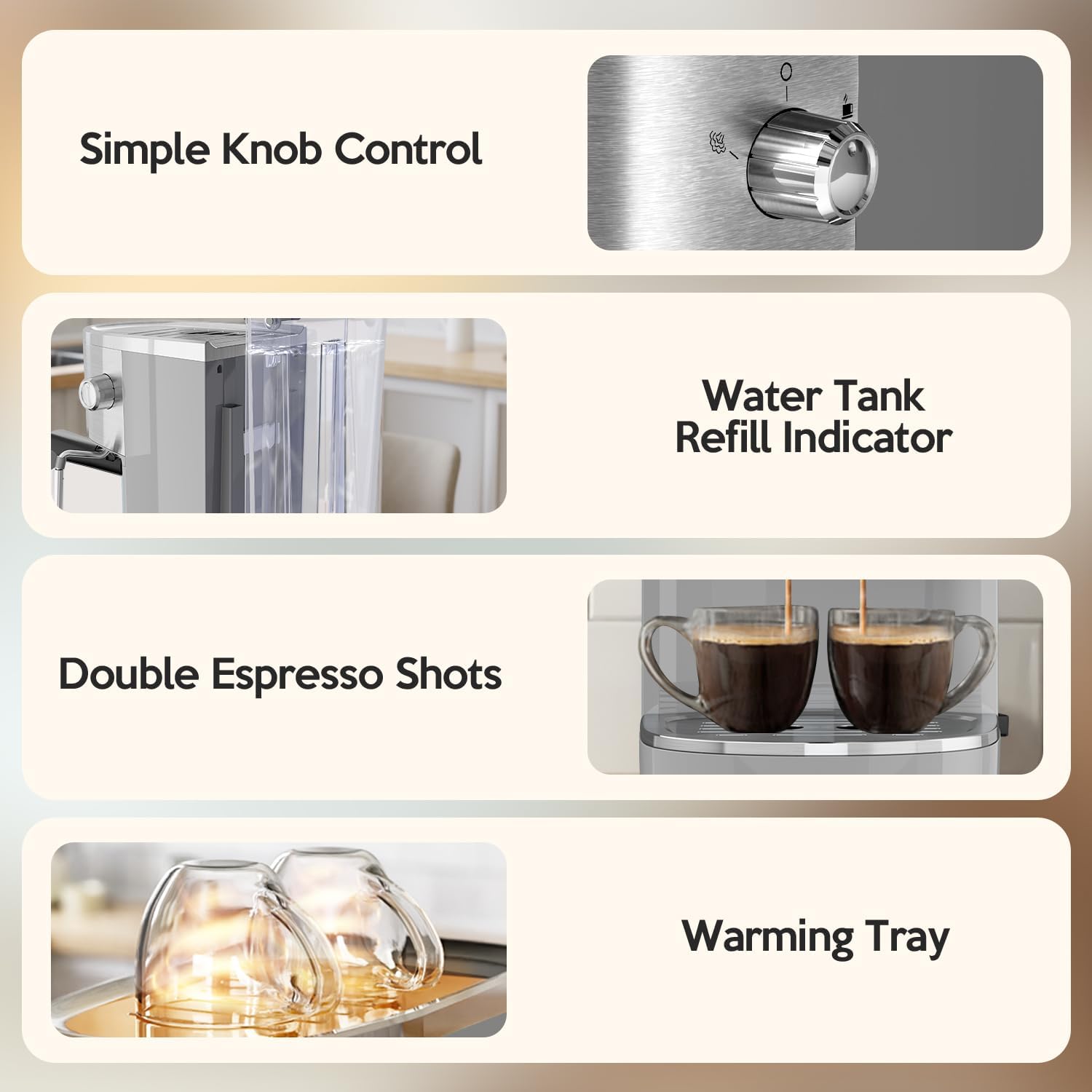 20 Bar Espresso Machine Semi-Automatic, Professional Coffee Maker with Milk Frother Steam Wand & 45OZ Removable Water Tank, Home Barista System for Cappuccino, Latte, Americano-Stainless Steel-Silver
