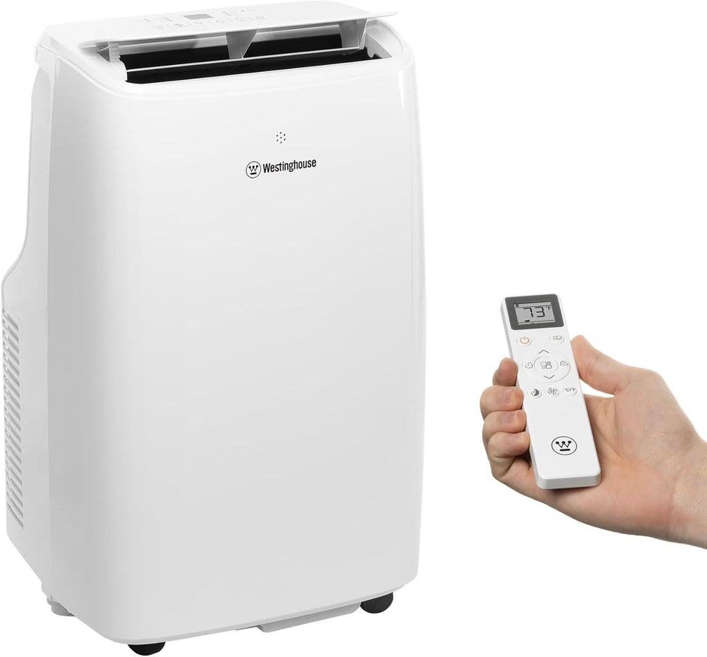 Westinghouse 12,000 BTU Air Conditioner Portable For Rooms Up To 550 Square Feet, Portable AC with Home Dehumidifier, Smart App, 3-Speed Fan, Programmable Timer, Remote Control, Window Kit,White