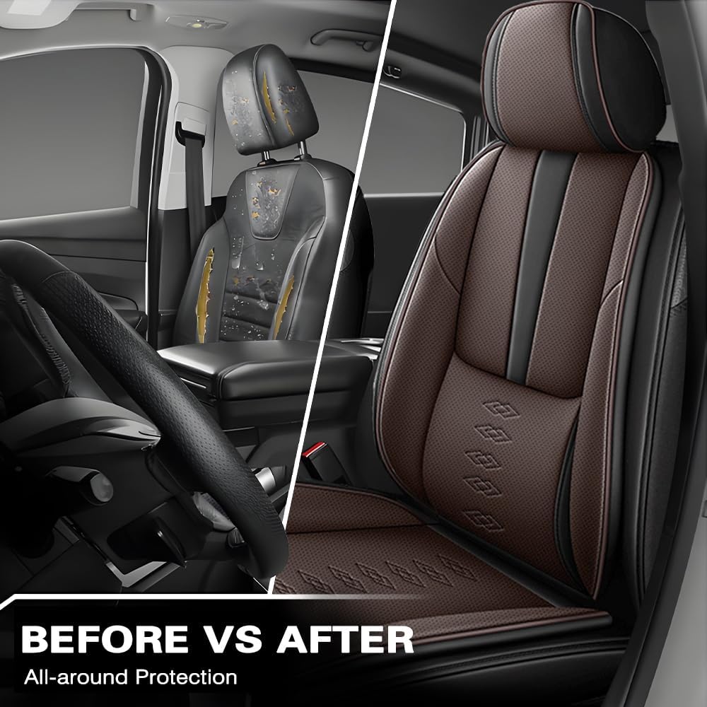 Front Seat Covers for Mini Countryman 2013-2024 2025,Leather Car Seat Cover,Soft Seat Cushion Covers with Airbag,Waterproof Automobile Seat Protectors for Countryman(Black Coffee,Standard)