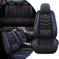 Car Seat Covers Full Set for Nissan Pathfinder 2015-2025 Leather Seat Covers, Waterproof Non-Slip Breathable and Wear Seat Cover, Car Seat Protector Adapted Airbags（Standard, Black+Blue）