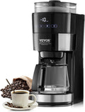 VEVOR Coffee Maker with Grinder, 10 Cup Coffee Machine, Grind and Brew Coffee Maker with 3 Brew Strength Control, Adjustable Grinding Coarseness, for Home Office Restaurant