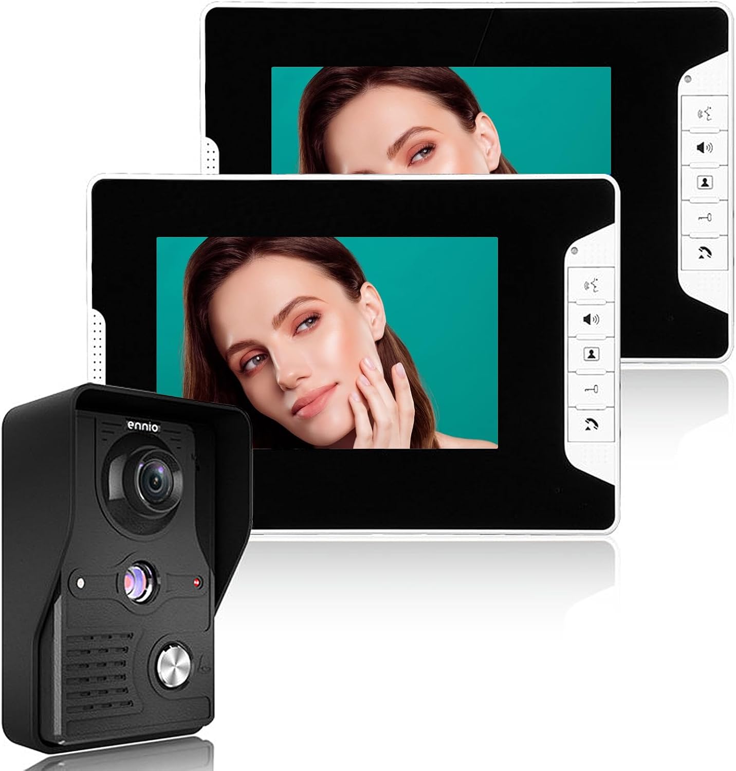 Wired Video Intercom Doorbell System 7 Inches LCD Monitor Video Door Phone Kits Support Monitoring, Unlock, Dual-Way Door Intercom Indoor Outdoor for Villa Home (1 Camera 2 Monitor)